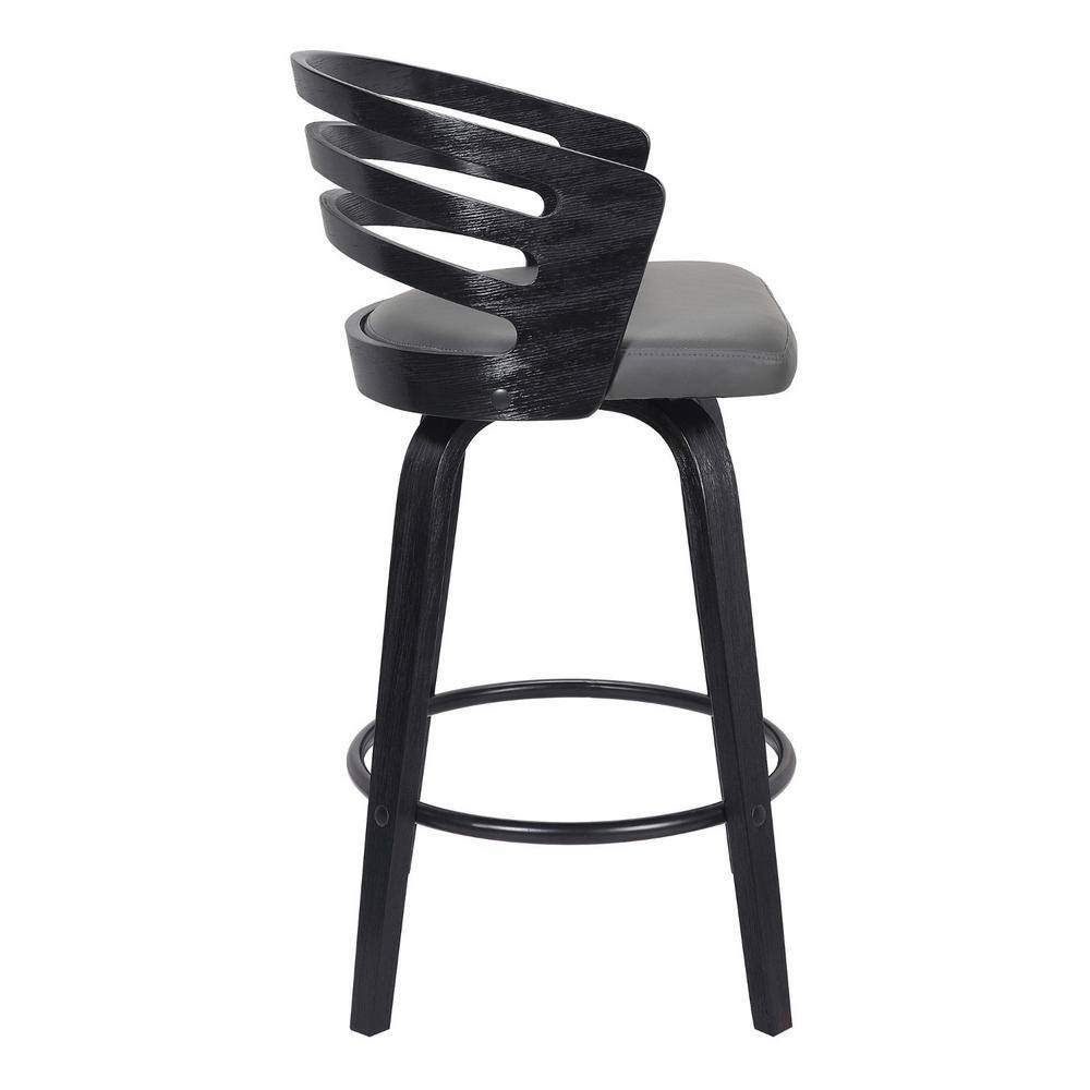Jayden 26" Black Walnut Swivel Bar Stool with Faux Leather Seat