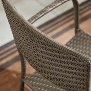 Emmet Brown Stackable Steel Frame Resin Wicker Outdoor Lounge Chair (2-Pack)