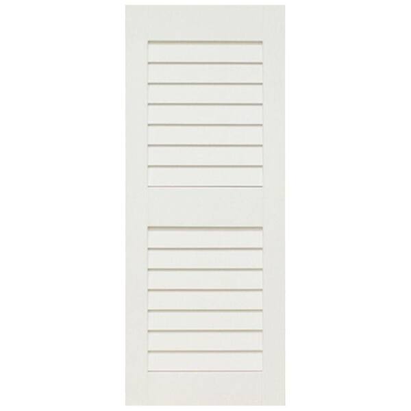 Home Fashion Technologies 14 in. x 29 in. Louver/Louver Primed Solid Wood Exterior Shutter