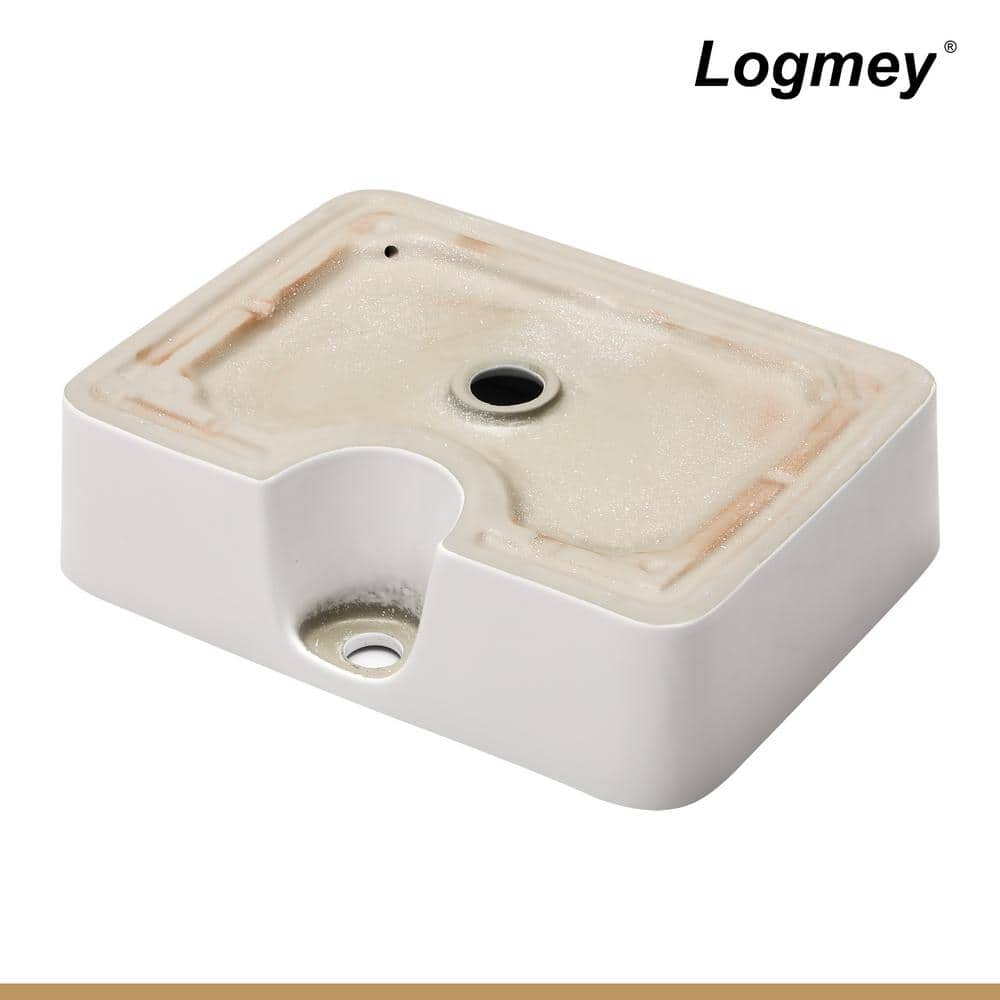 19'' White Gloss Rectangular Ceramic Vessel Sink