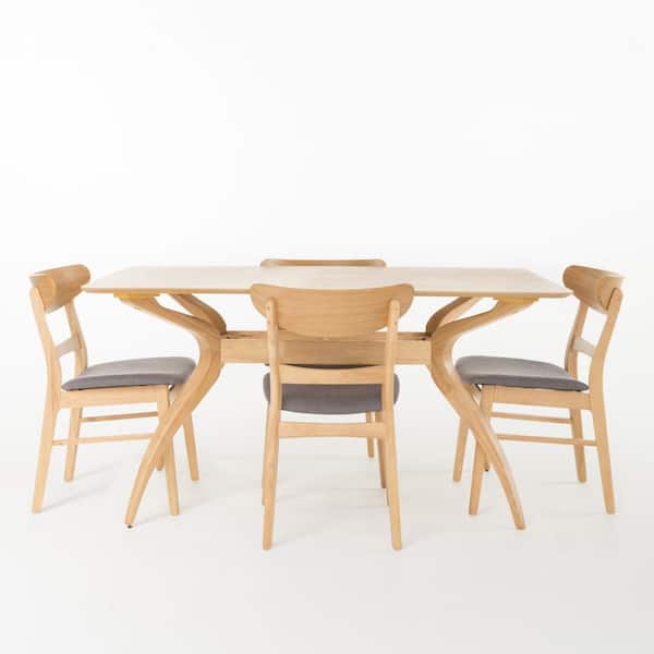 Noble House Idalia 5-Piece Dark Grey Fabric Dining Set