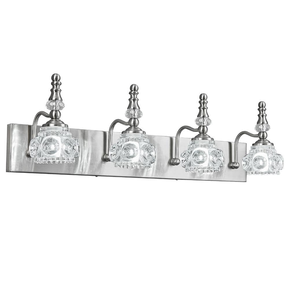 27.55 in. 4-Light SandNickel Vanity Light Clear Glass For Bathroom Mirror Bedroom Hallway Farmhouse price history on PriceWatchPro