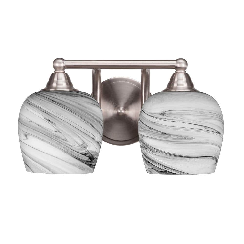 Madison 7.75 in. 2-Light Bath Bar, Brushed Nickel, Onyx Swirl Glass Vanity 