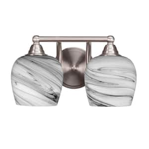 Madison 7.75 in. 2-Light Bath Bar, Brushed Nickel, Onyx Swirl Glass Vanity Light