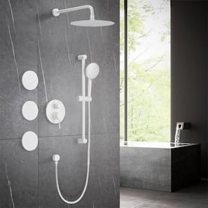 3-Spray Square High Pressure Deluxe Wall Bar Shower Kit with Slide Bar and 3-Body Spray in White