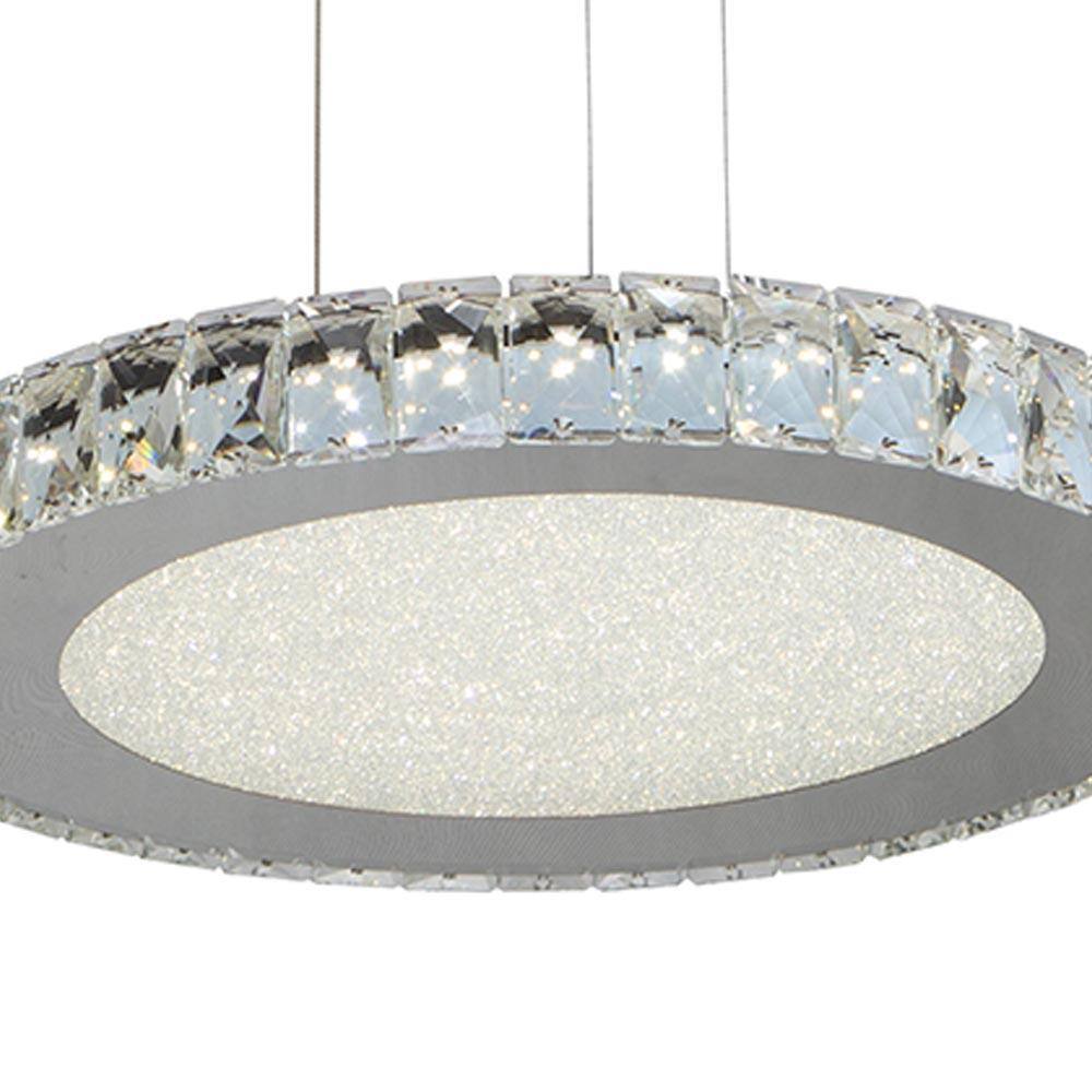 Elegant Chrome and Crystal 17" LED Chandelier with Beaded Glass