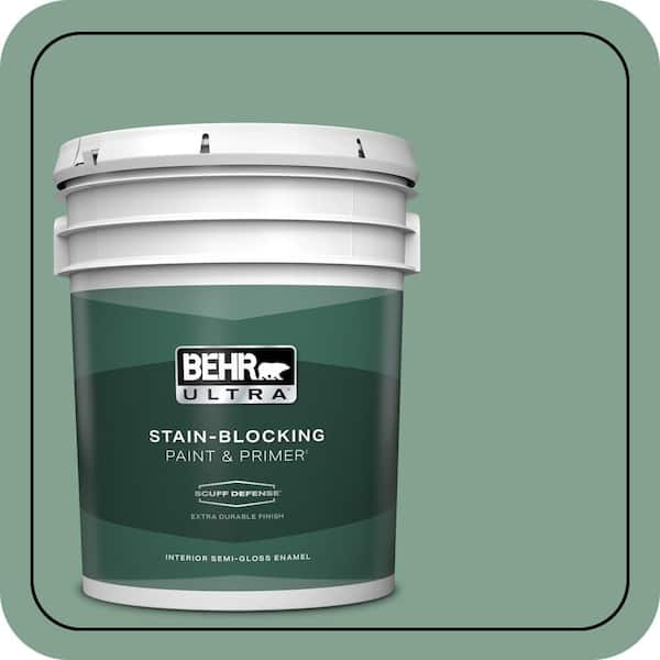 BEHR ULTRA 5 gal. #MQ6-11 Mossy Bench Extra Durable Semi-Gloss Enamel Interior Paint & Primer