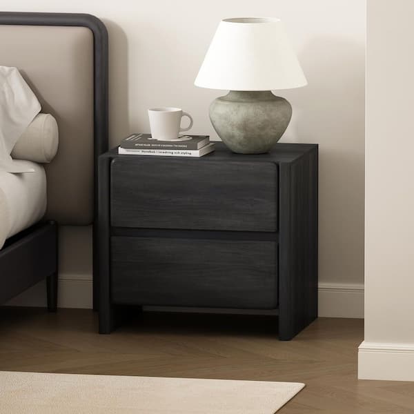Linda Modern Charcoal Grey 2-Drawer 24 in. W Nightstand