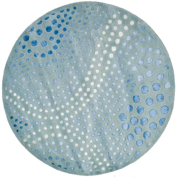 SAFAVIEH Soho Light Blue 8 ft. x 8 ft. Round Geometric Area Rug