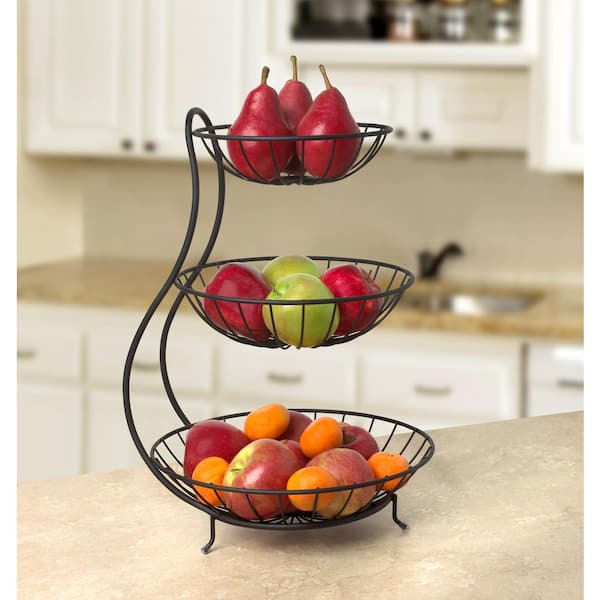 Costway 3-Tier Wire Fruit Basket Stand Kitchen Snack Vegetable