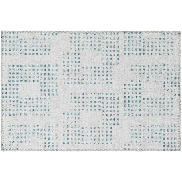 Eleanor Grey 1 ft. 8 in. x 2 ft. 6 in. Geometric Indoor/Outdoor Washable Area Rug