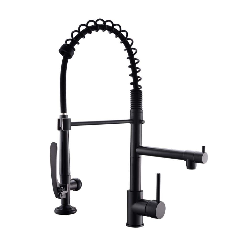 Commercial Kitchen Faucet Pull Down Sprayer Black and Nickel, Single Handle Kitchen Sink Faucet price history on PriceWatchPro