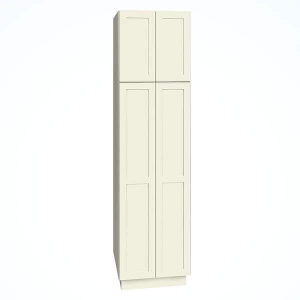 Quick Ship Cottage 24 in. W x 24 in. D x 96 in. H Assembled Plywood Shaker 2-Door Pantry Kitchen Cabinet in Starlight
