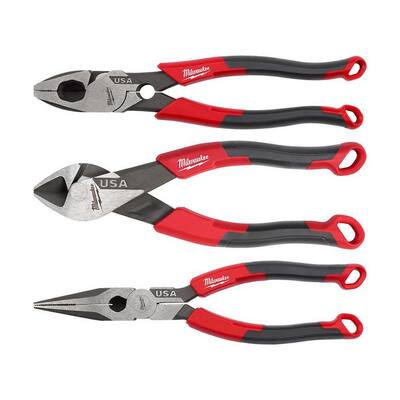 Linesman Plier Comfort Grip/Thread Cleaner & 8 in. Long Nose Plier Comfort Grip & 6 in. Diagonal Plier w/Comfort Grip