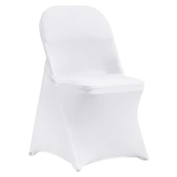 SKYSHALO 30-Pieces White Folding Chair Covers Washable Slipcovers for Folding Chairs Stretch Spandex Folding Chair Covers