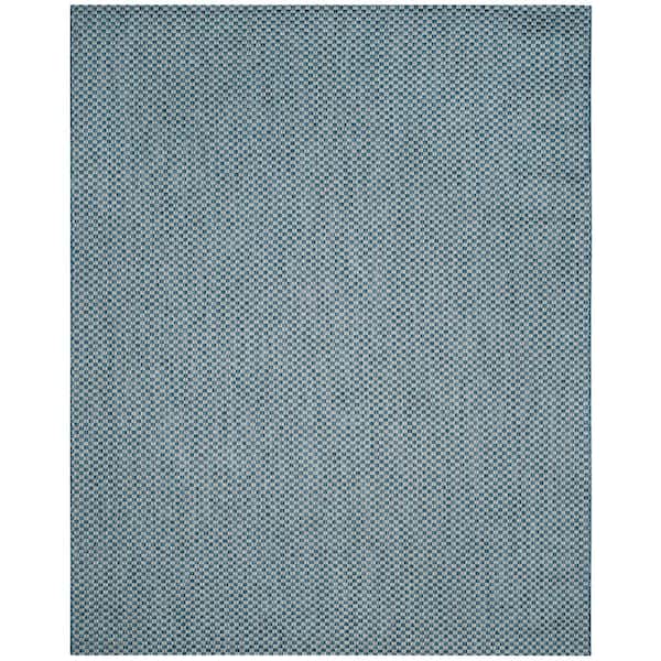 SAFAVIEH Courtyard Blue/Light Gray 8 ft. x 10 ft. Solid Indoor/Outdoor Patio  Area Rug