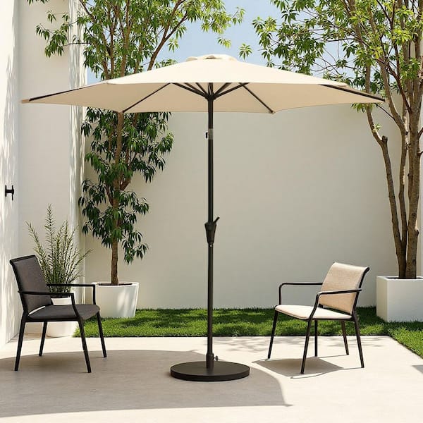 9 ft. Aluminum Outdoor Patio Umbrella With Carry Bag in Creme