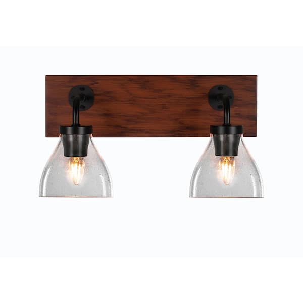 Unbranded Kirby 16.75 in. 2-Light Matte Black and Painted Wood-look Metal Vanity Light