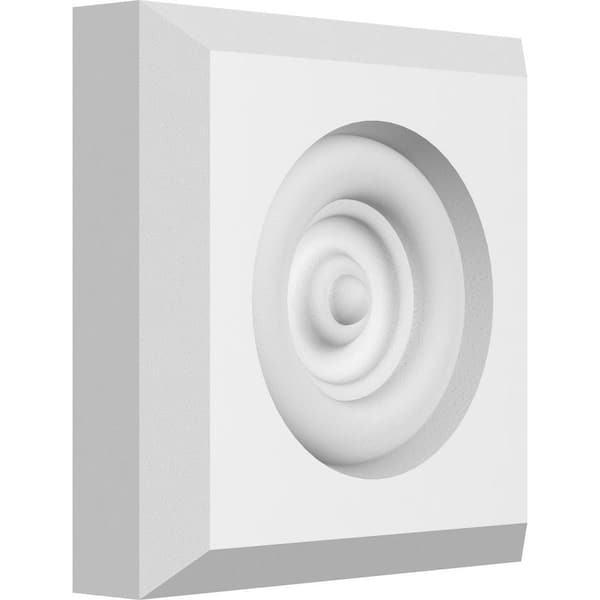 Ekena Millwork 3-in W x 3-in H x-3/4-in P Standard Sedgwick Bullseye Rosette with Beveled Edge
