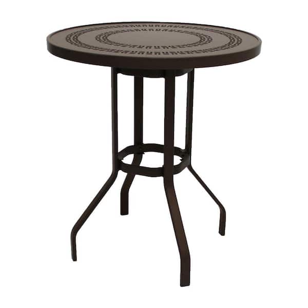 Unbranded Marco Island 36 in. Dark Cafe Brown Round Commercial Aluminum Bar Height Outdoor Patio Dining Table