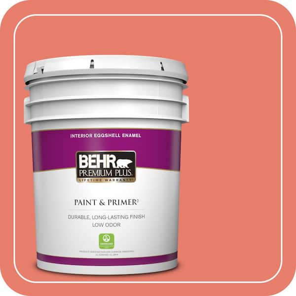 BEHR PREMIUM PLUS 5 gal. Home Decorators Collection #HDC-SM14-12 Cosmic Coral Eggshell Enamel Low Odor Interior Paint & Primer