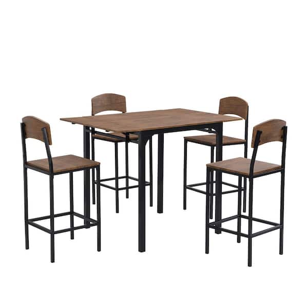 WELLFOR 5-Piece Wood Outdoor Dining Set