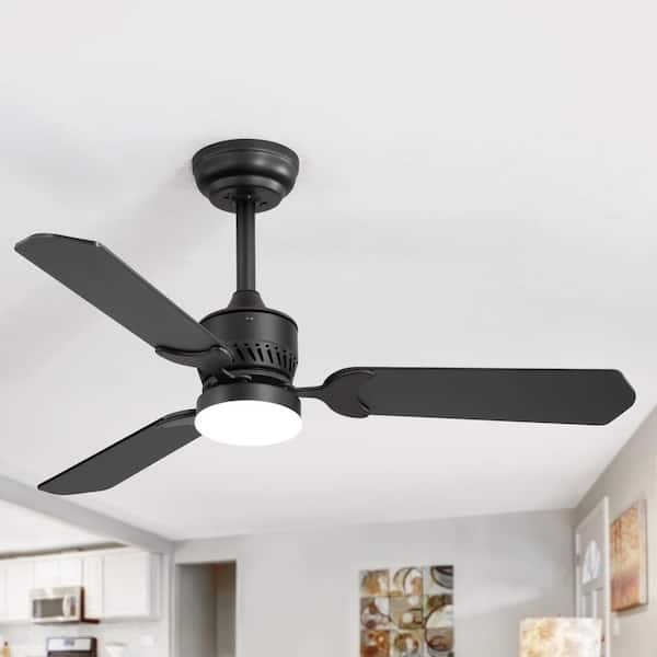 Asiah 42 in. Indoor Integrated LED Small Downrod Black Standard Ceiling Fan with Light and Remote Control Included