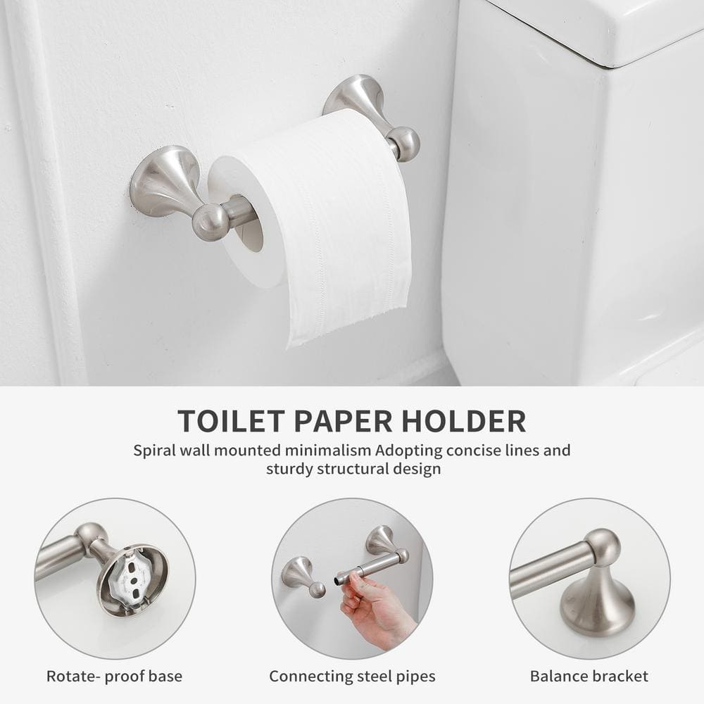 Brushed Nickel 4-Piece Stainless Steel Bathroom Hardware Set