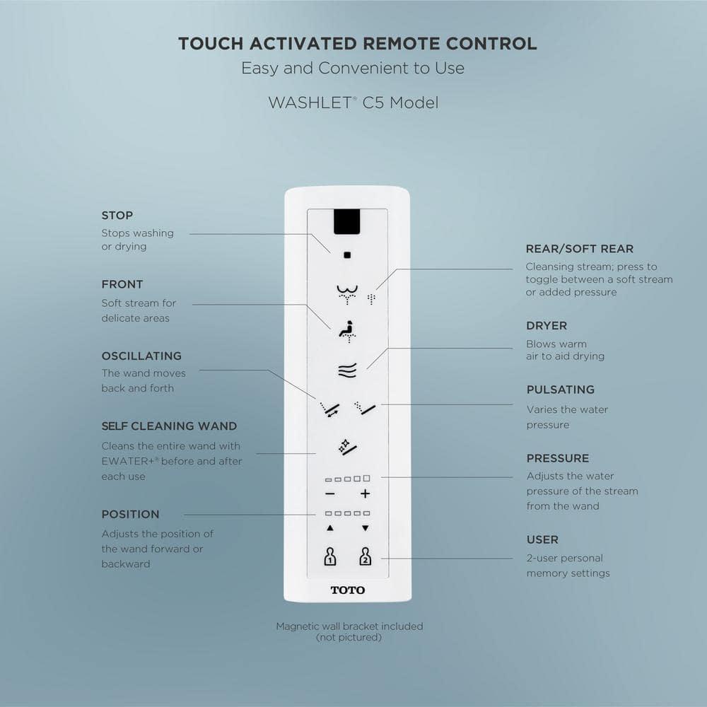 C5 Washlet Electric Heated Bidet Toilet Seat for Elongated Toilet in Cotton White