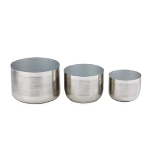 Litton Lane 10 in. Silver Metal Glam Planter (2-Pack) 51926 - The Home ...