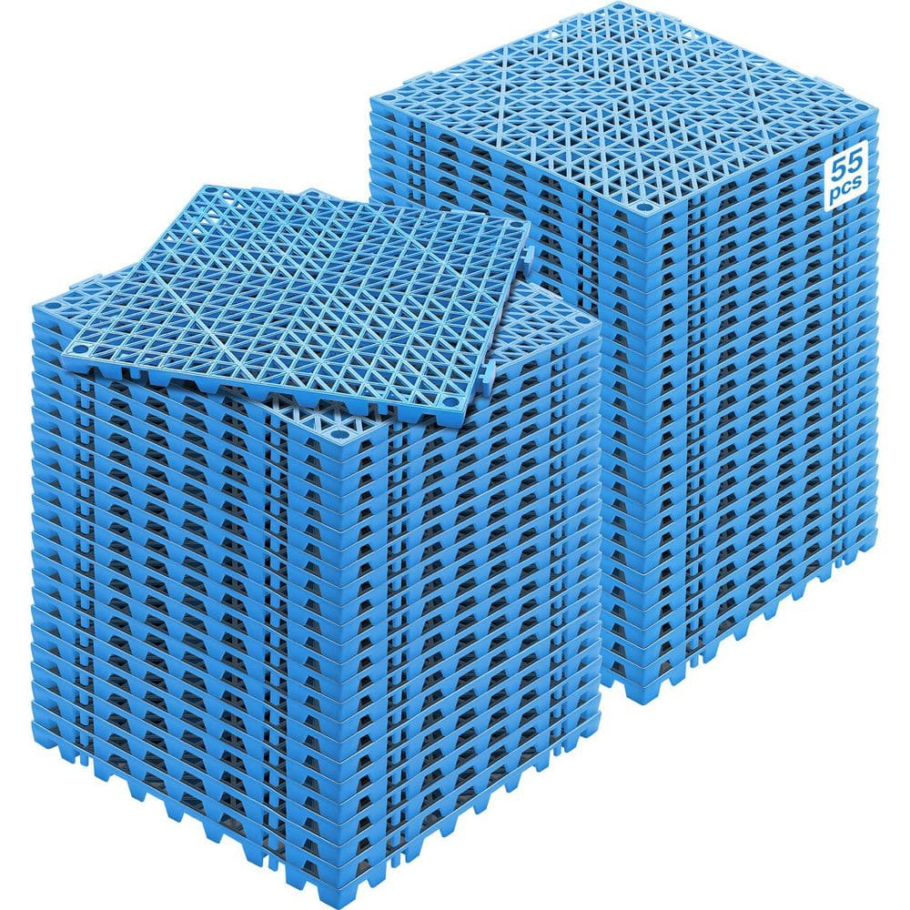Interlocking Drainage Mat Floor Tiles 12 x 12 x 0.6 in. PVC Interlocking Gym Flooring Tiles Mat (Blue 55 Pcs,55 sq ft) price history on PriceWatchPro