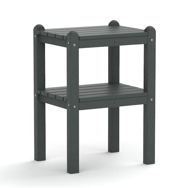 Unbranded 14.2 in. x 18.5 in. x 22.6 in. in Gray Double Outdoor Side Table, Rectangular Patio Side Table