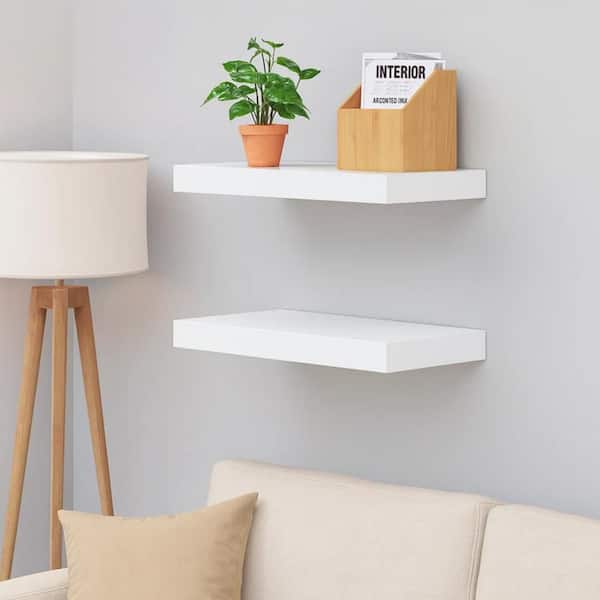 Yuli 39.4 in. W x 3.5 in. D Gray Wood Solid Decorative Wall Shelf Set of 2