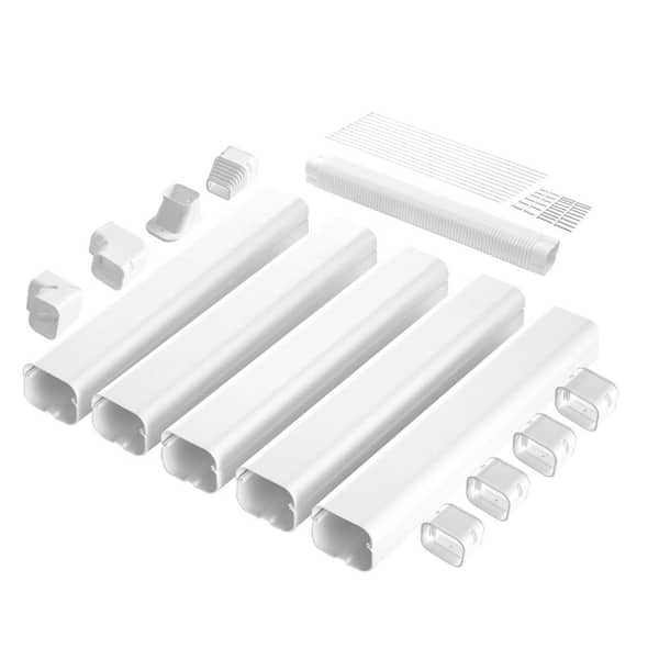 Mini Split Line Set Cover 3 in. W 10 ft. L, PVC Decorative Pipe Line Cover for Air Conditioner with 5 Straight Ducts
