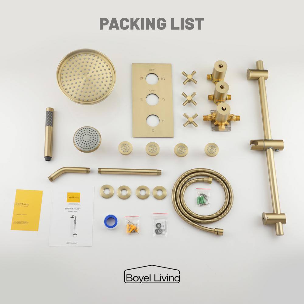 Brushed Gold Dual Rain and Handheld Shower System