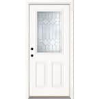 37.5 in. x 81.625 in. Mission Pointe Zinc 1/2 Lite Unfinished Smooth Right-Hand Inswing Fiberglass Prehung Front Door