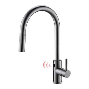 Single Handle Touchless Pull Down Sprayer Kitchen Faucet with Advanced Spray 1 Hole Kitchen Sink Taps in Brushed Nickel