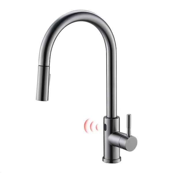 AIMADI Single Handle Touchless Pull Down Sprayer Kitchen Faucet with Advanced Spray 1 Hole Kitchen Sink Taps in Brushed Nickel