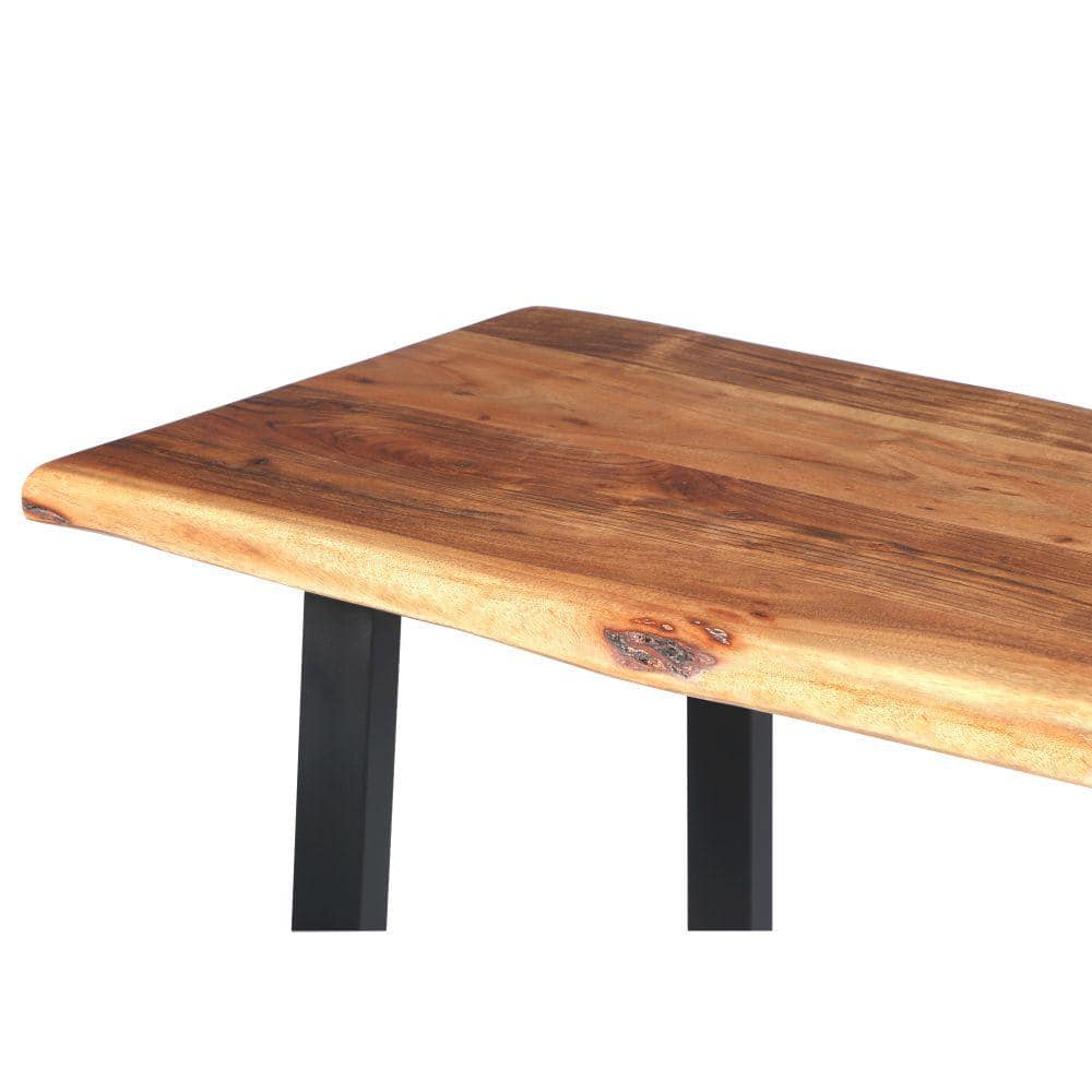 Industrial Black Acacia Wood Live Edge Desk with Metal Legs