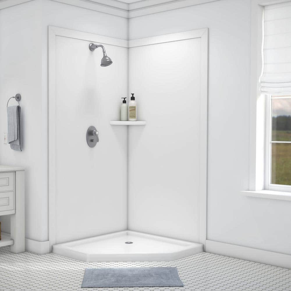 Splendor White 40" x 40" x 80" Corner Shower Kit