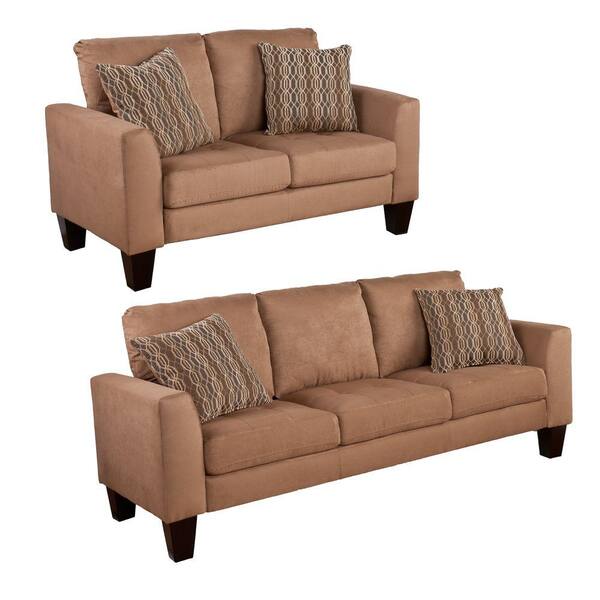 Southern Enterprises Microsuede Donte 2-Piece Sofa Collection in Mocha