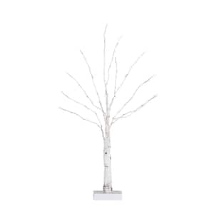 2 ft. Pre-Lit Artificial White Birch Tree with 60 Warm White LED Lights