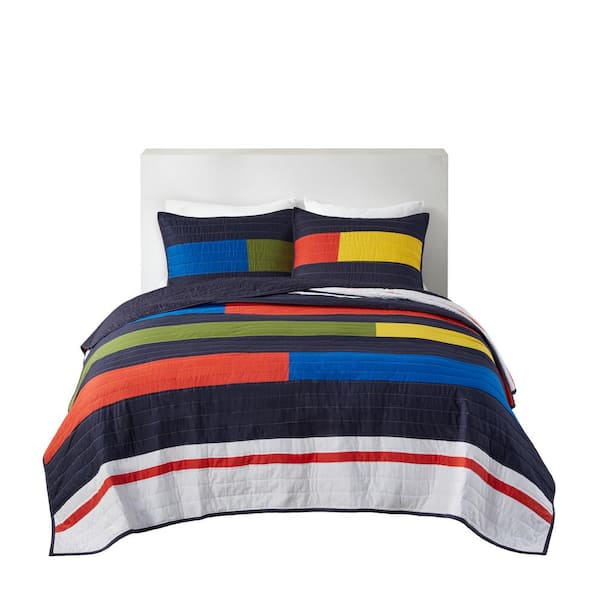 URBAN HABITAT KIDS Emmett 3-Piece Multi-Cotton Full/Queen Quilt Set