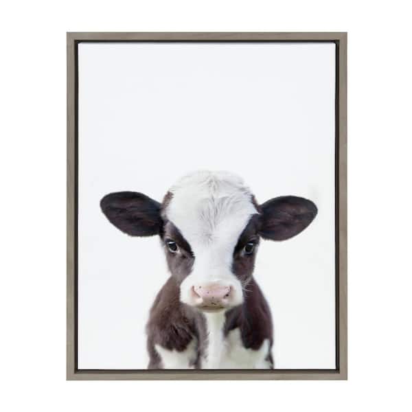DesignOvation Sylvie "Baby Cow Portrait" by Amy Peterson Art Studio Framed Canvas Wall Art