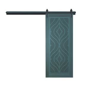 36 in. x 84 in. Zaftig Sway Caribbean Wood Sliding Barn Door with Hardware Kit in Black