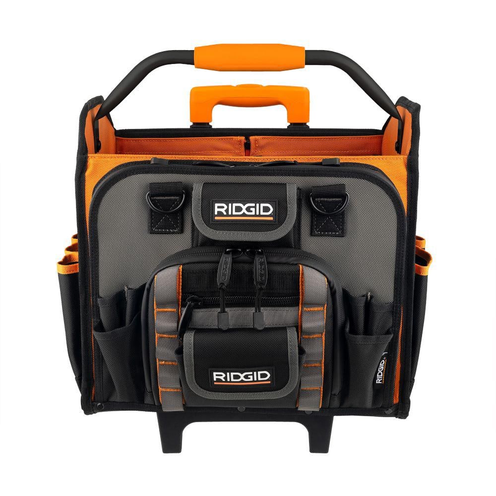 Ridgid 30 in. 35 Pocket Professional Grade Tool Bucket Bag, Orange/Black/Gray