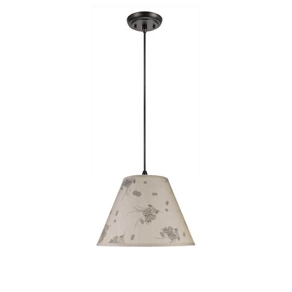 2-Light Oil Rubbed Bronze Pendant with Beige Hardback Empire Fabric Shade
