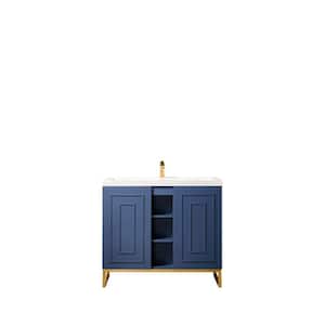 Alicante 39.4 in. W x 15.6 in. D x 35.5 in. H Bath Vanity in Azure Blue with White Glossy Resin Top