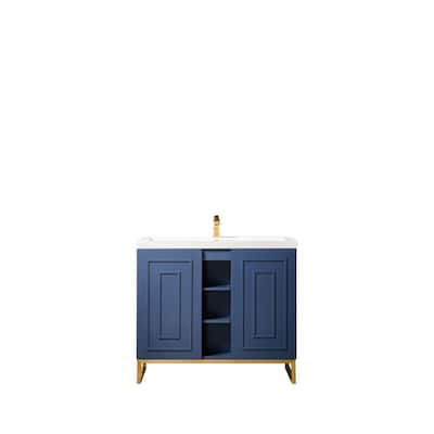 Alicante 39.4 in. W x 15.6 in. D x 35.5 in. H Bath Vanity in Azure Blue with White Glossy Resin Top