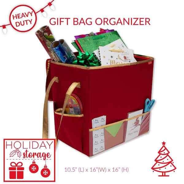 Simplify 10.5 in. x 16 in. x 16 in. Red Storage Bag Gift Bag Organizer 9078  - The Home Depot